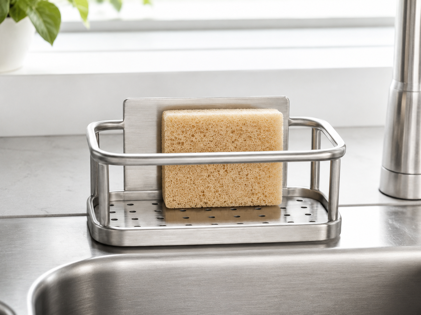 KitchenHaul Compact Kitchen Sink Sponge Holder for Sink Area
