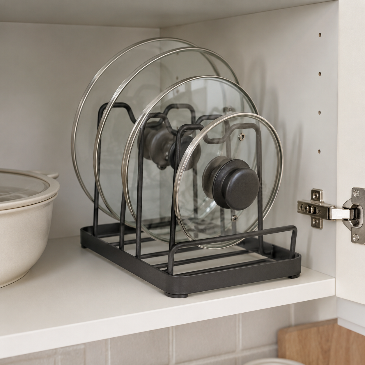 KitchenHaul Compact Pot Lid Holder Stand for Cabinet Organization - Image 3