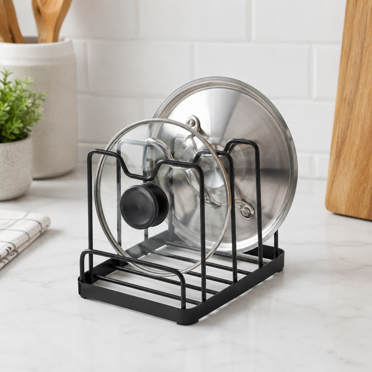KitchenHaul Compact Pot Lid Holder Stand for Cabinet Organization - Image 2
