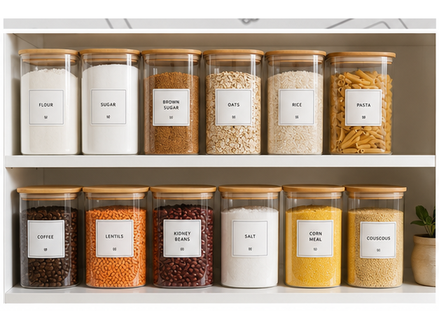 KitchenHaul Pantry Label Sticker Set for Kitchen Storage Containers