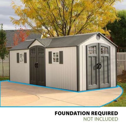 Lifetime 60127 20 ft. x 8 ft. Dual-Entry Outdoor Storage Shed – Desert Sand